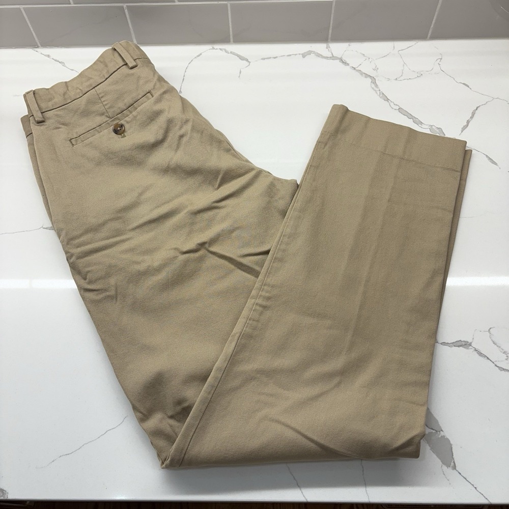 Banana Republic Chino Pants Mens 32x34 Khaki Aiden Fit Cotton Flat Front Casual